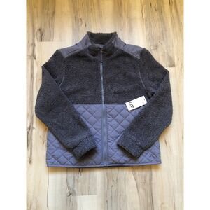 LIV Outdoor Women Sherpa Fleece Quilted Hybrid Full Zip Jacket Grey Blue WF42006